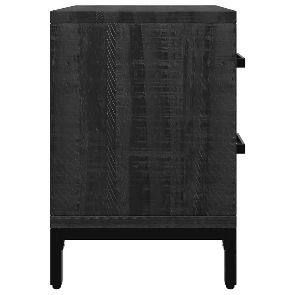 Bedside Cabinet Storage Drawers 36x30x45 cm Black Solid Pinewood