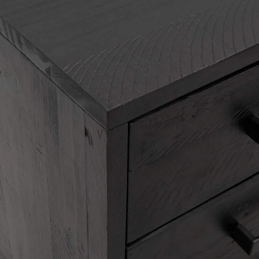 Bedside Cabinet Storage Drawers 36x30x45 cm Black Solid Pinewood