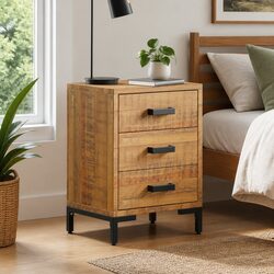 Bedside Cabinet Brown 40x30x55 cm Solid Pinewood Bedroom Storage Table Drawers