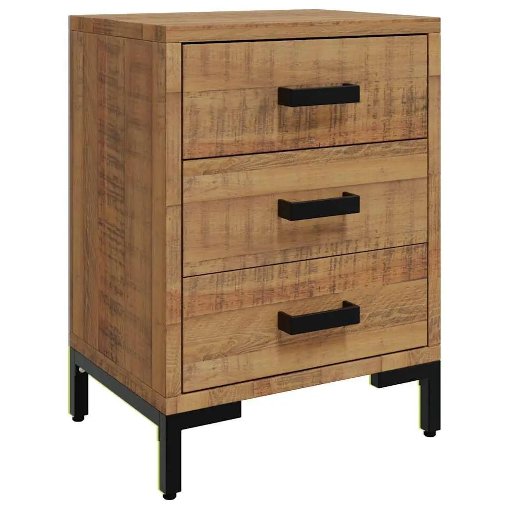 Bedside Cabinet Brown 40x30x55 cm Solid Pinewood Bedroom Storage Table Drawers
