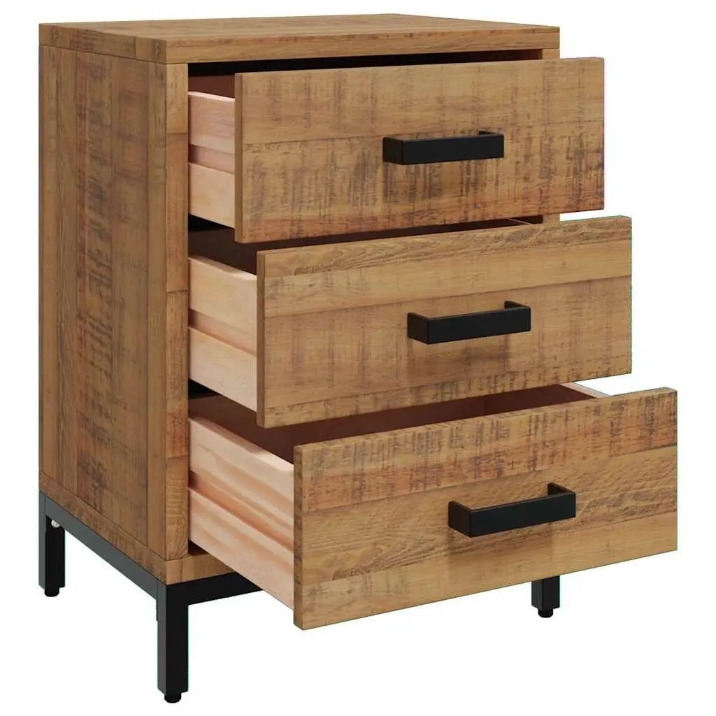 Bedside Cabinet Brown 40x30x55 cm Solid Pinewood Bedroom Storage Table Drawers