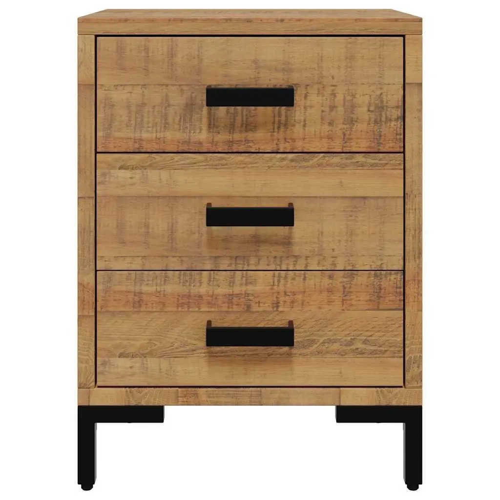 Bedside Cabinet Brown 40x30x55 cm Solid Pinewood Bedroom Storage Table Drawers