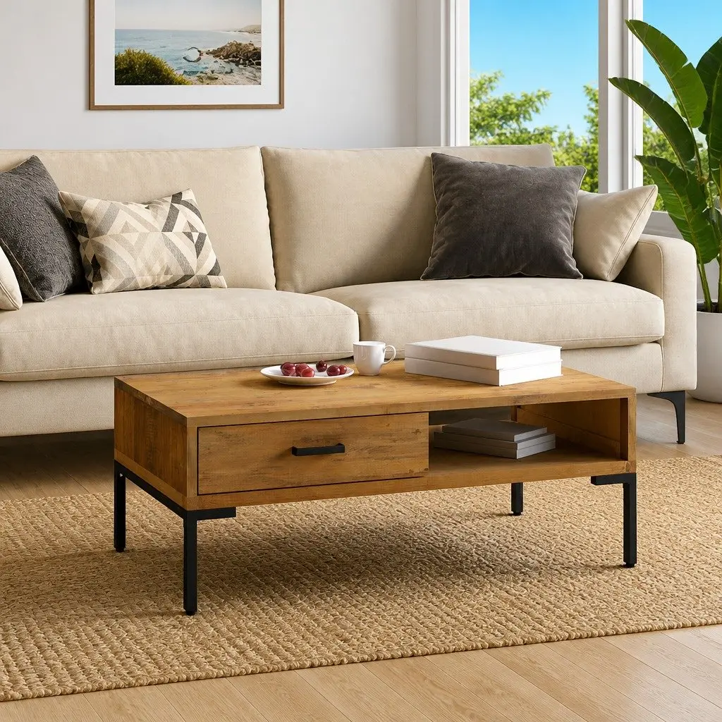 Wooden Coffee Table with Storage Solutions