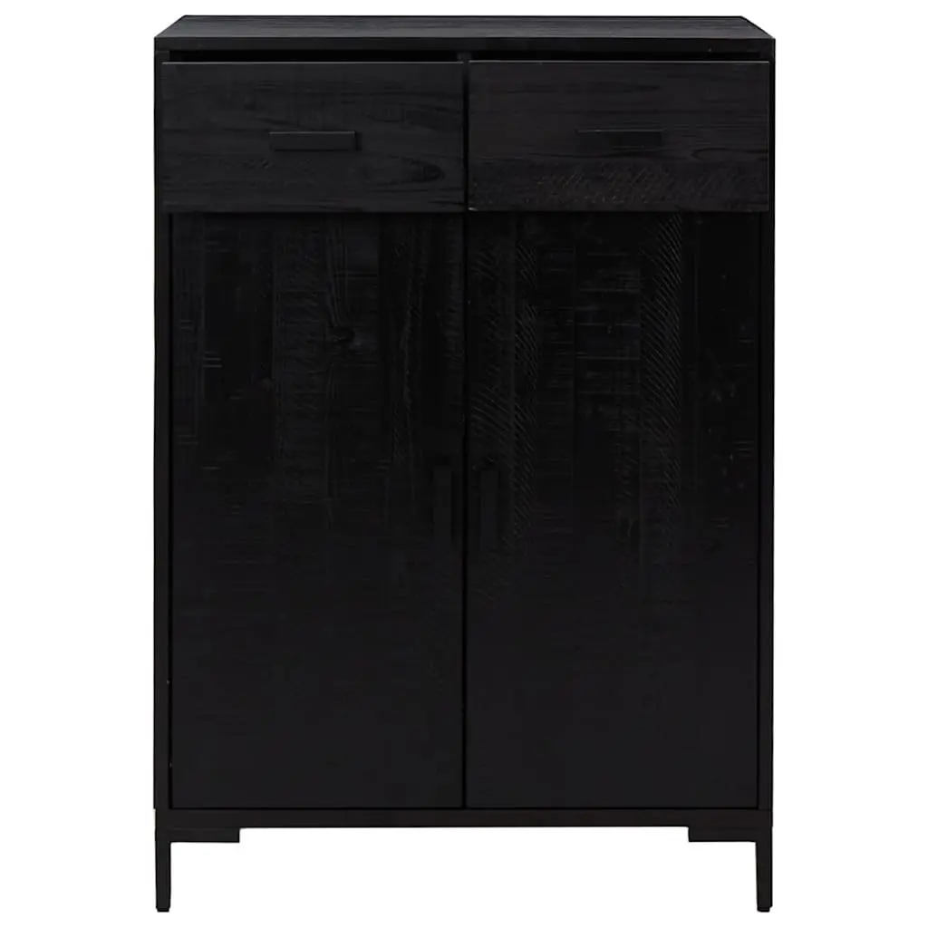 Shoe Rack Storage Cabinet 75x40x110 cm Black Wooden with 2 Drawers and 2 Compartments