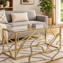 Functional Coffee Table with Stylish Gold Finish