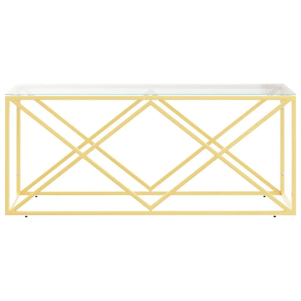 Coffee Table Gold Frame Glass Top Living Room Accent Furniture 110 x 45 x 45 cm