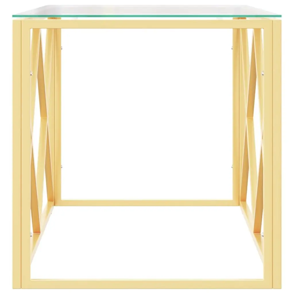Coffee Table Gold Frame Glass Top Living Room Accent Furniture 110 x 45 x 45 cm