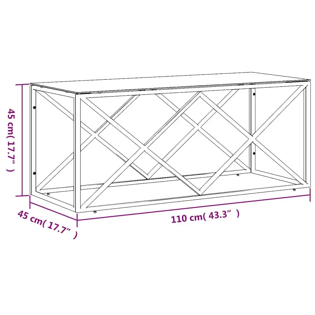 Coffee Table Gold Frame Glass Top Living Room Accent Furniture 110 x 45 x 45 cm