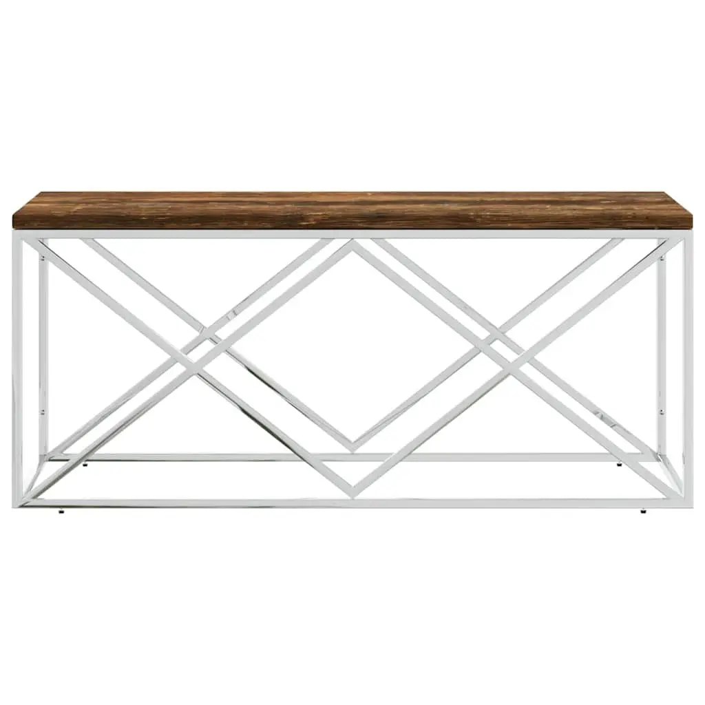 Coffee Table Solid Reclaimed Wood Stainless Steel Frame Living Room Accent