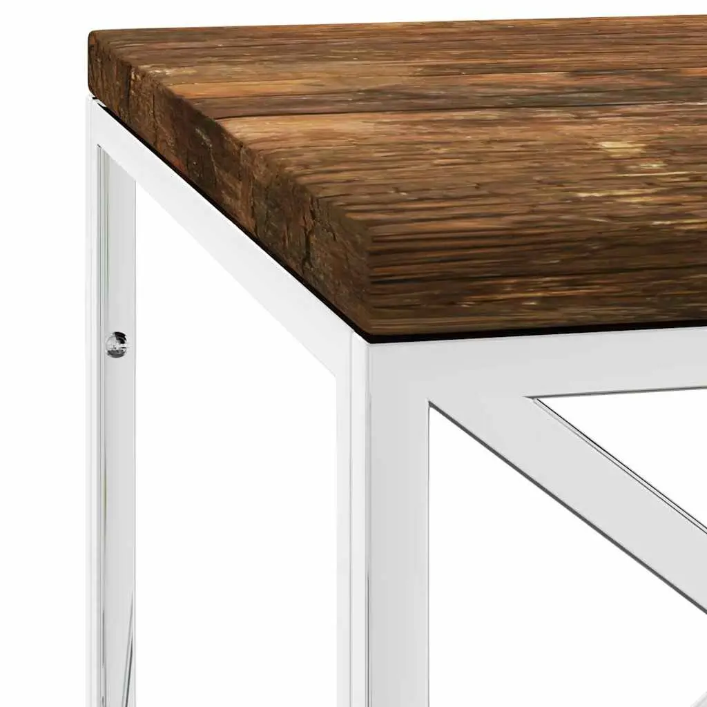 Coffee Table Solid Reclaimed Wood Stainless Steel Frame Living Room Accent