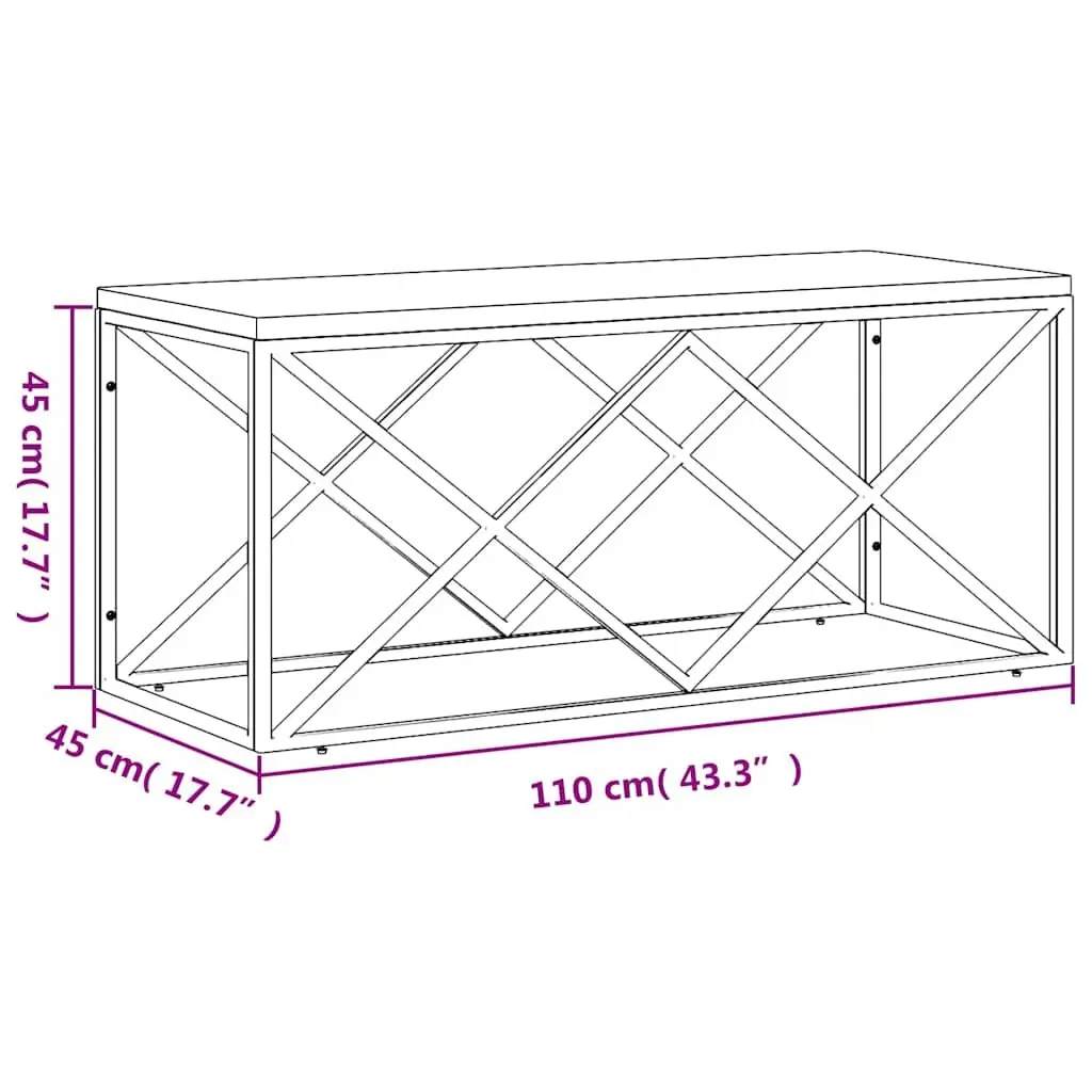 Coffee Table Solid Reclaimed Wood Stainless Steel Frame Living Room Accent
