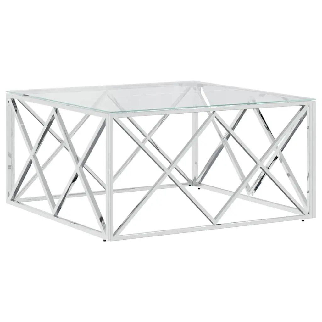 Silver Coffee Table with Durable Glass Top