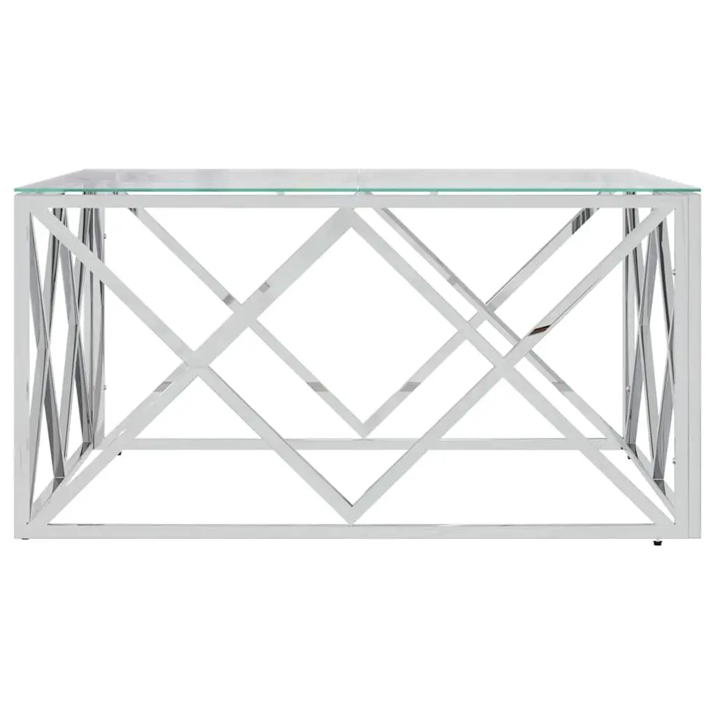 Silver Coffee Table with Durable Glass Top