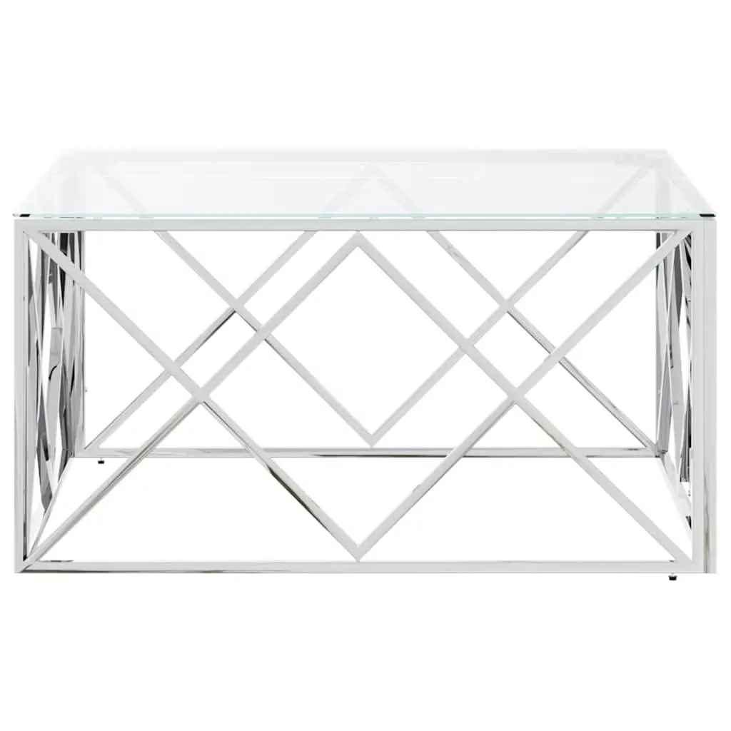 Silver Coffee Table with Durable Glass Top