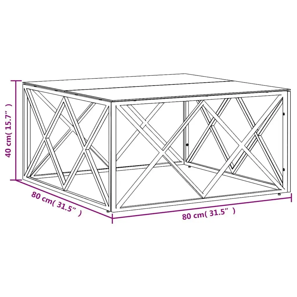 Silver Coffee Table with Durable Glass Top