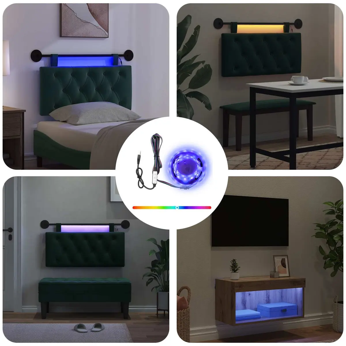 LED Strip Lights Accent Lighting 180 cm Black 2 pcs SMD5050 USB Indoor