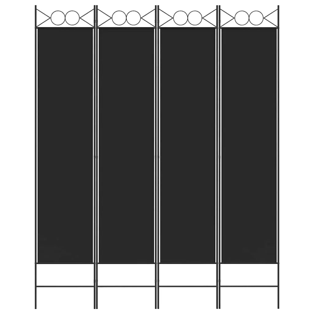 4-Panel Room Divider Screen Foldable Partition Wall Privacy 160x200cm Fabric Black