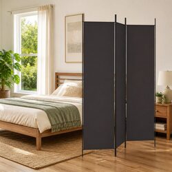 Brown Fabric 3-Panel Room Divider: Practical and Stylish