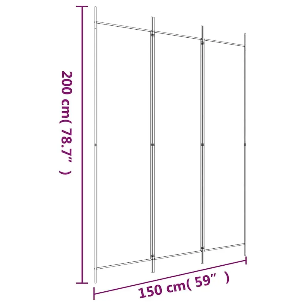 3-Panel Room Divider Privacy Partition Foldable Fabric Screen 150x200cm Brown