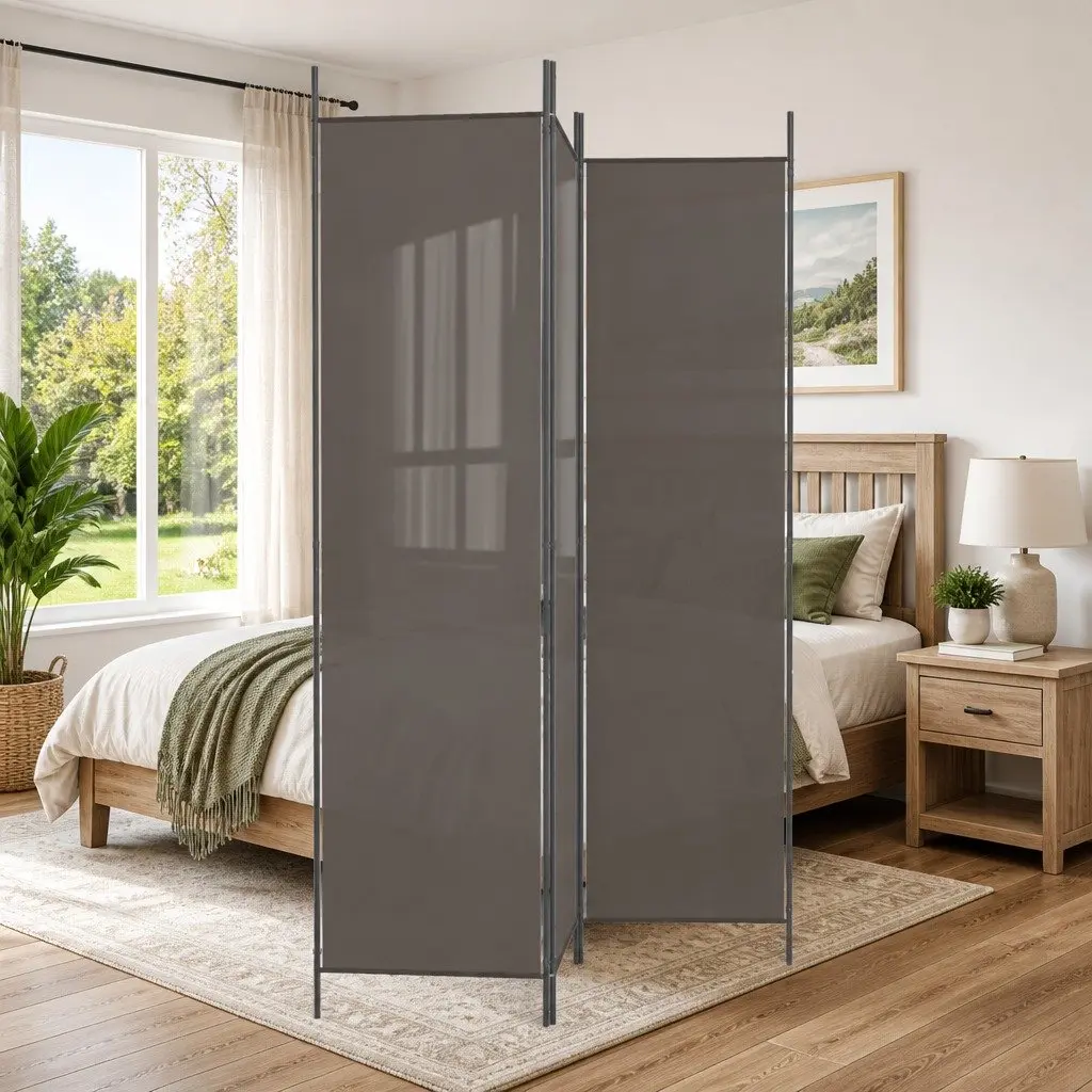 3-Panel Room Divider Folding Partition Screen Fabric Privacy 150 x 200 cm Anthracite