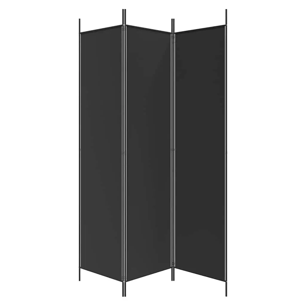 3-Panel Room Divider Screen Privacy Partition Foldable Fabric Black 150x200cm