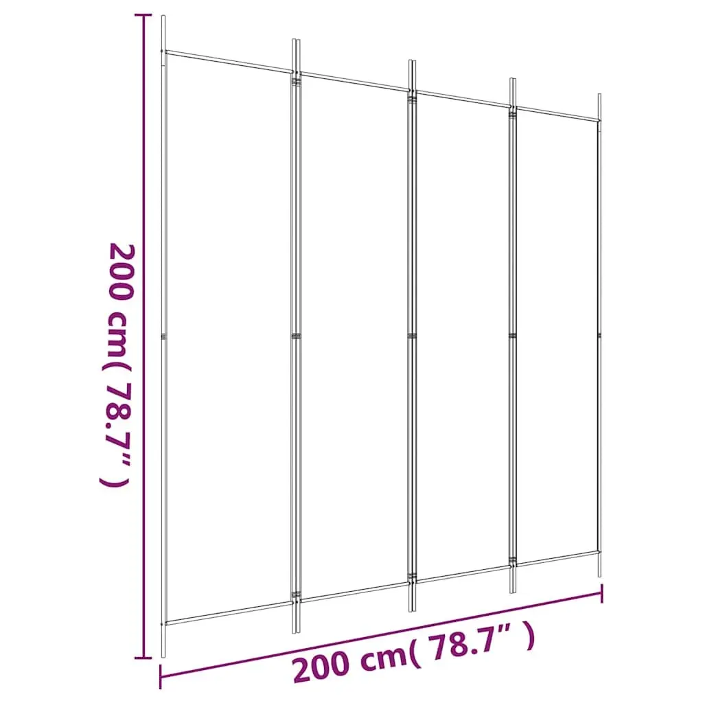 4 Panel Room Divider Privacy Partition 200 x 200 cm Brown Fabric Foldable