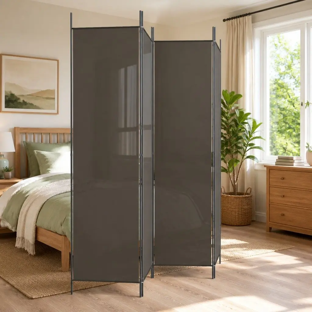 4-Panel Room Divider Screen Folding Partition Privacy Divider 200x200cm Anthracite