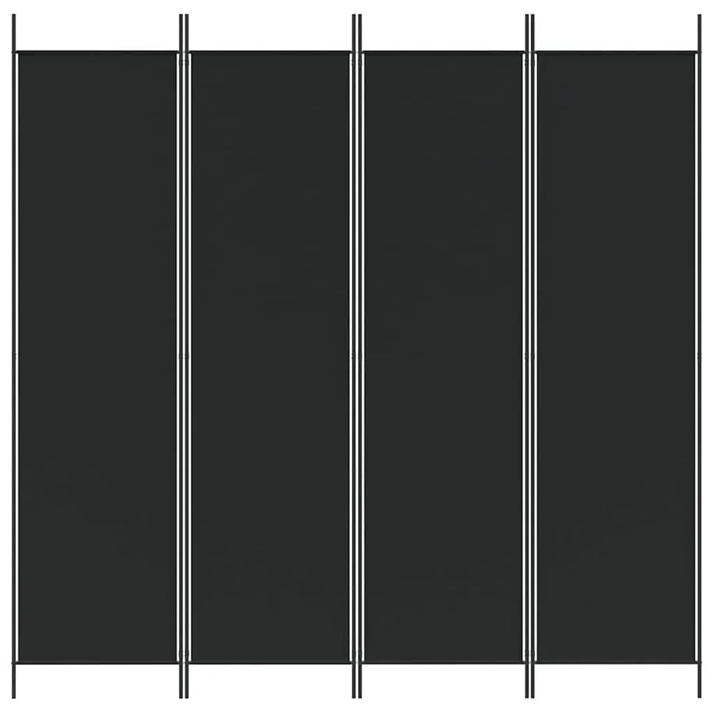 4-Panel Room Divider Screen Privacy Partition 200x200cm Black Fabric