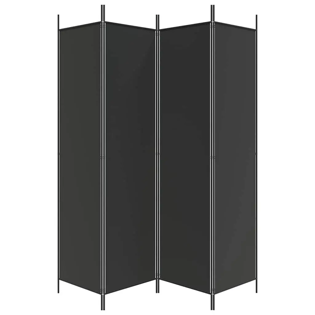 4-Panel Room Divider Screen Privacy Partition 200x200cm Black Fabric