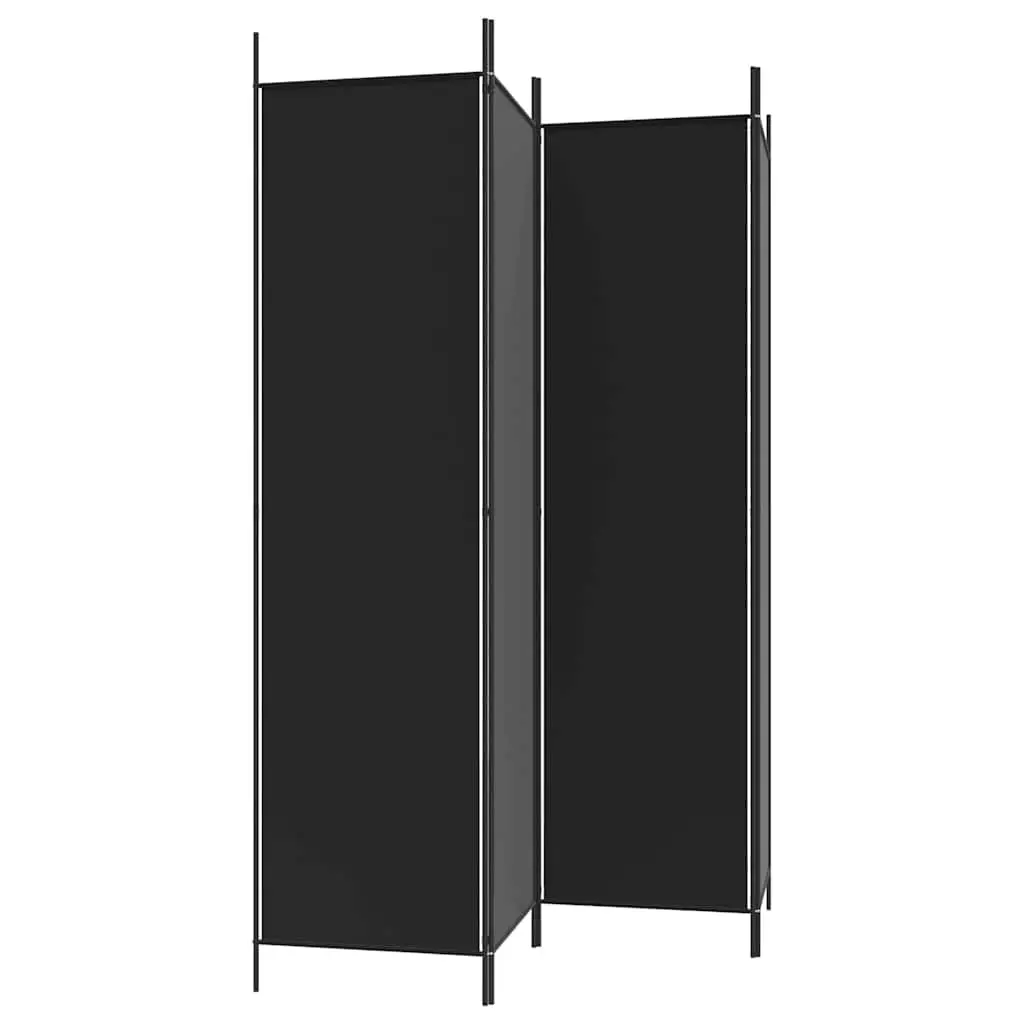 4-Panel Room Divider Screen Privacy Partition 200x200cm Black Fabric