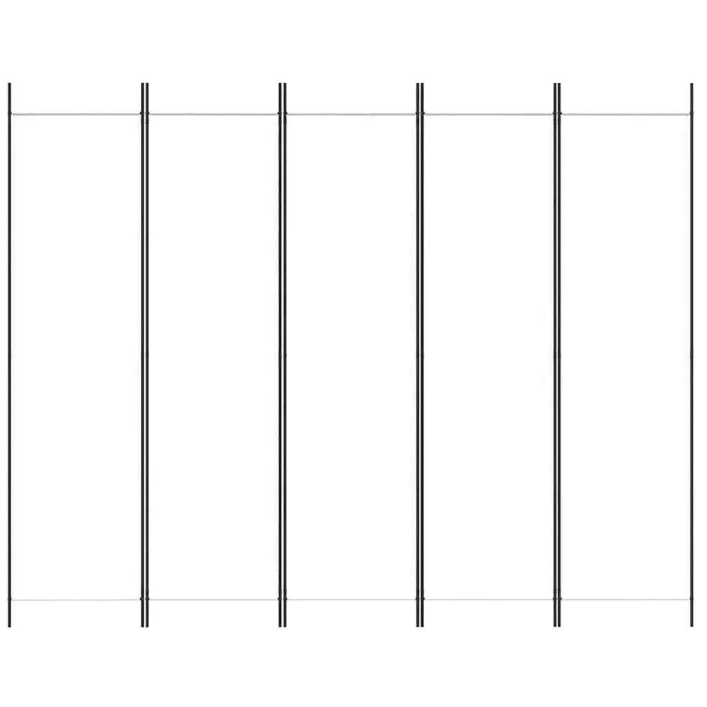 5-Panel Room Divider Folding Privacy Screen 250 x 200 cm White