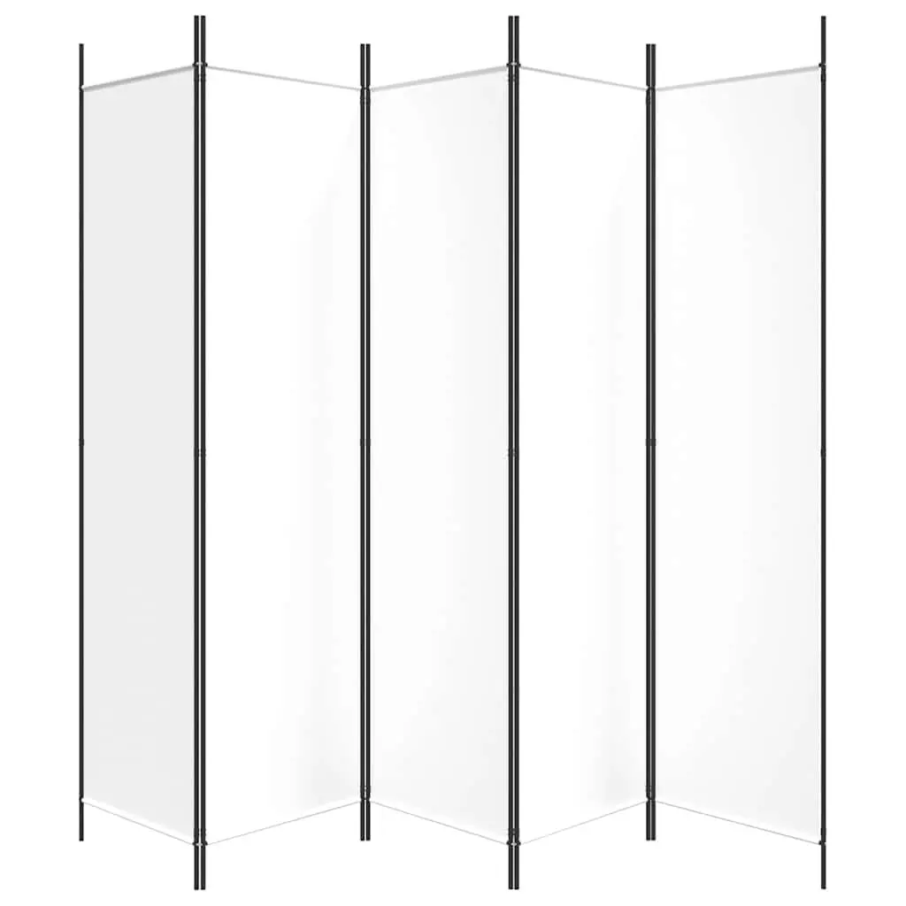 5-Panel Room Divider Folding Privacy Screen 250 x 200 cm White