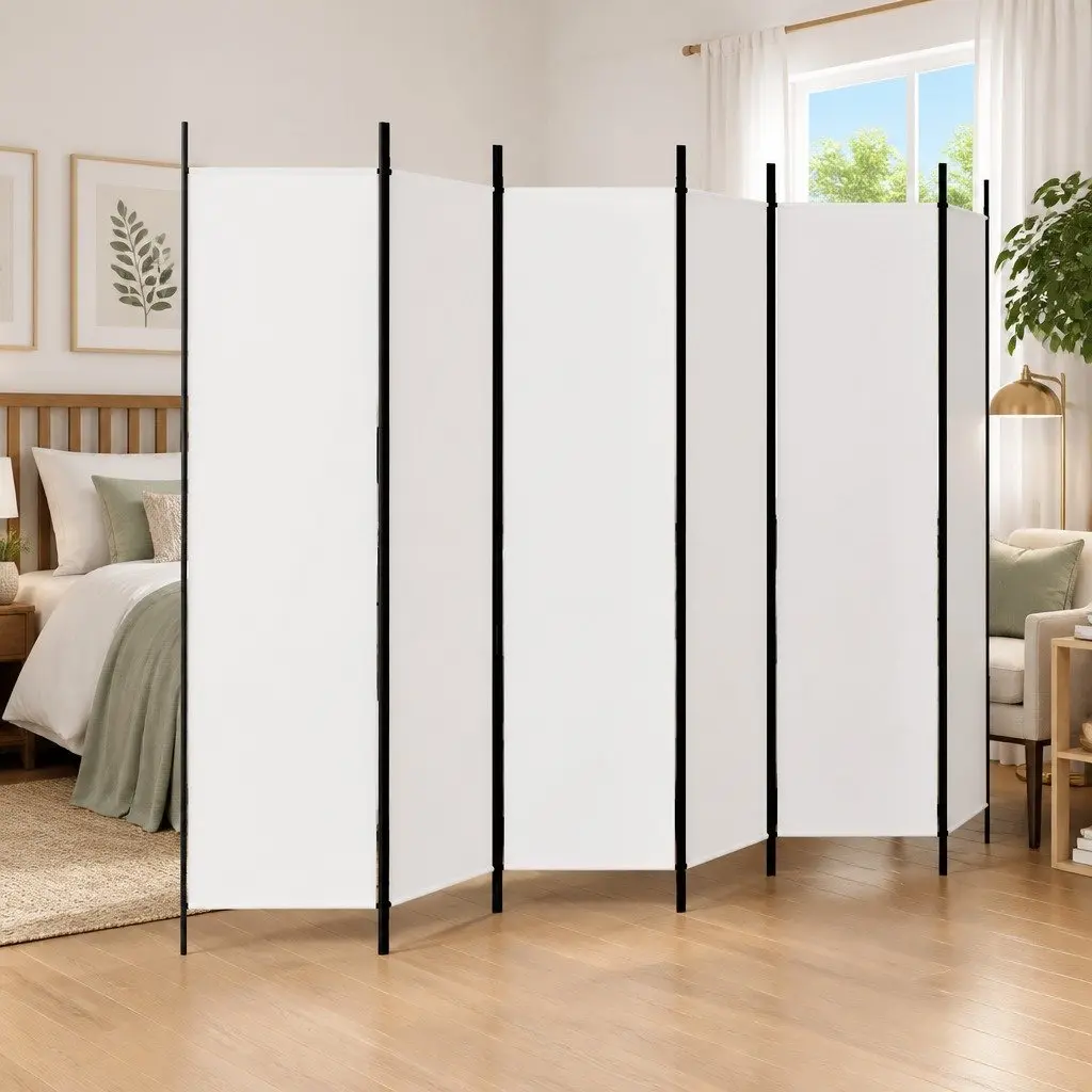 6-Panel Room Divider Folding Privacy Screen 300x200 cm White