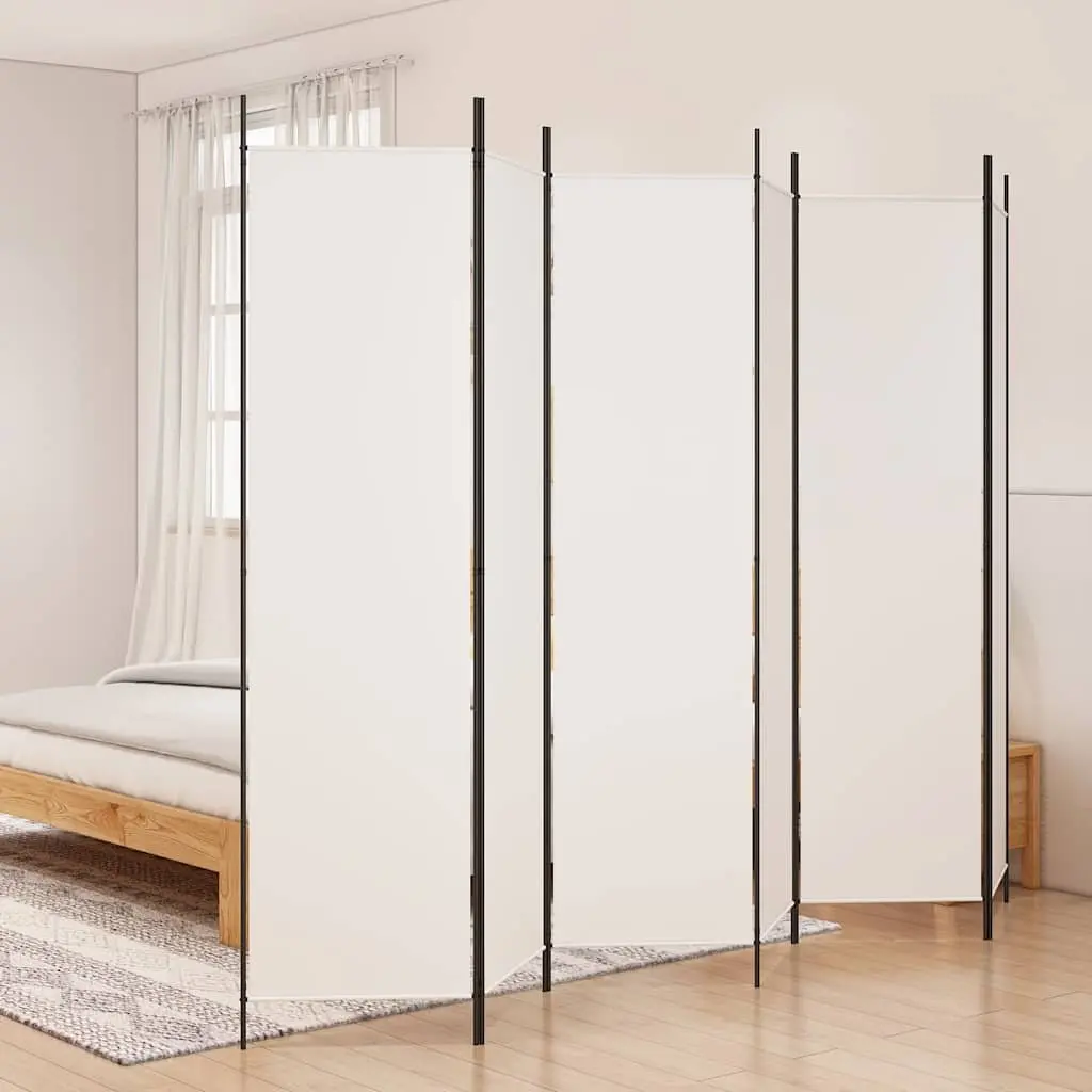 6-Panel Room Divider Folding Privacy Screen 300x200 cm White