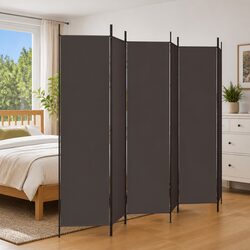 Warm and Practical 6-Panel Room Divider in Brown