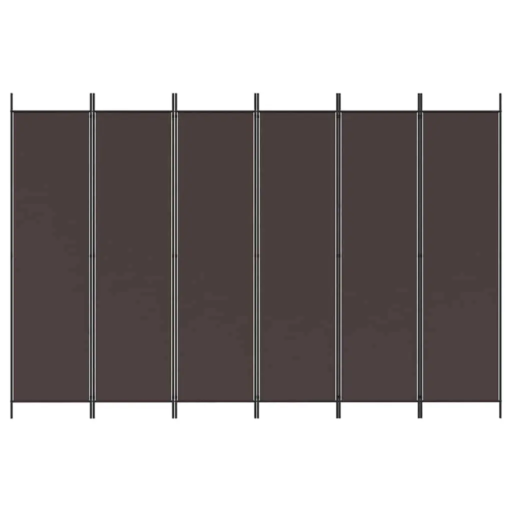 6 Panel Room Divider Folding Privacy Partition 300x200cm Brown Fabric