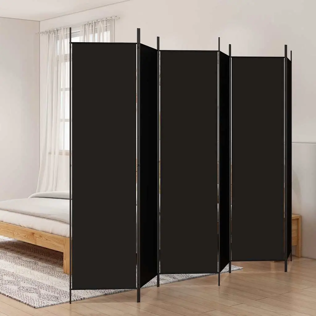 6-Panel Folding Room Divider Privacy Partition 300x200cm Black