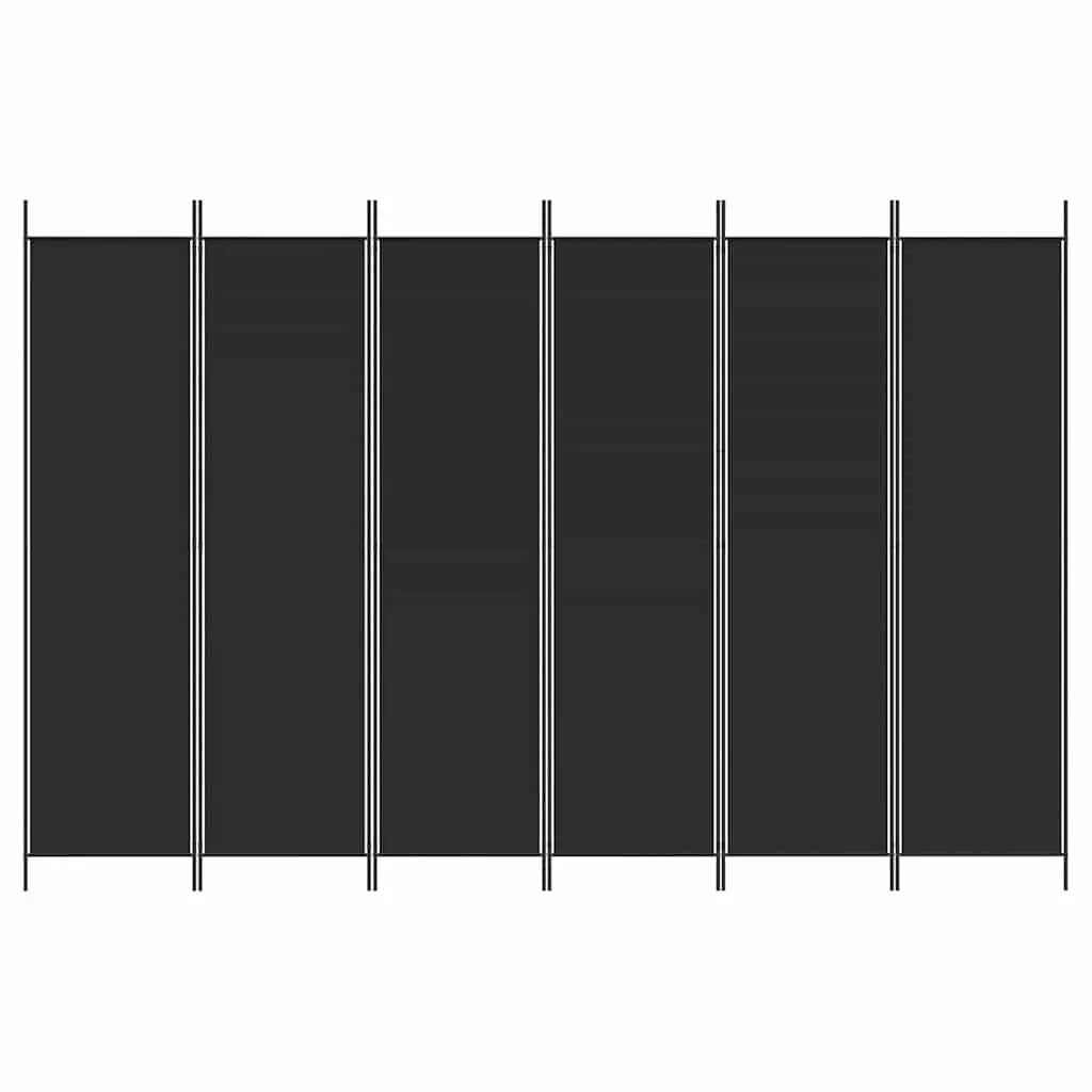 6-Panel Folding Room Divider Privacy Partition 300x200cm Black