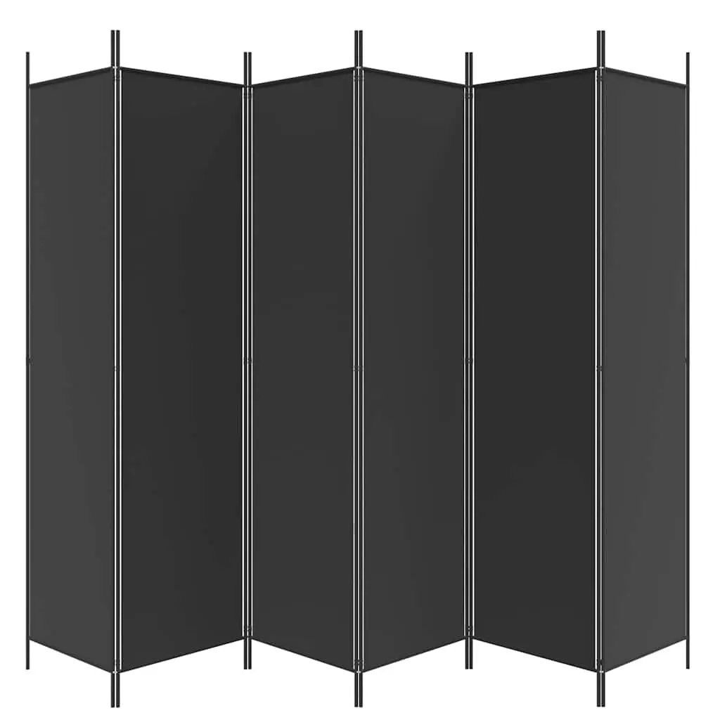 6-Panel Folding Room Divider Privacy Partition 300x200cm Black