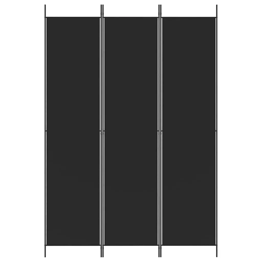 3-Panel Room Divider Fabric Privacy Partition Foldable Black 150x220cm