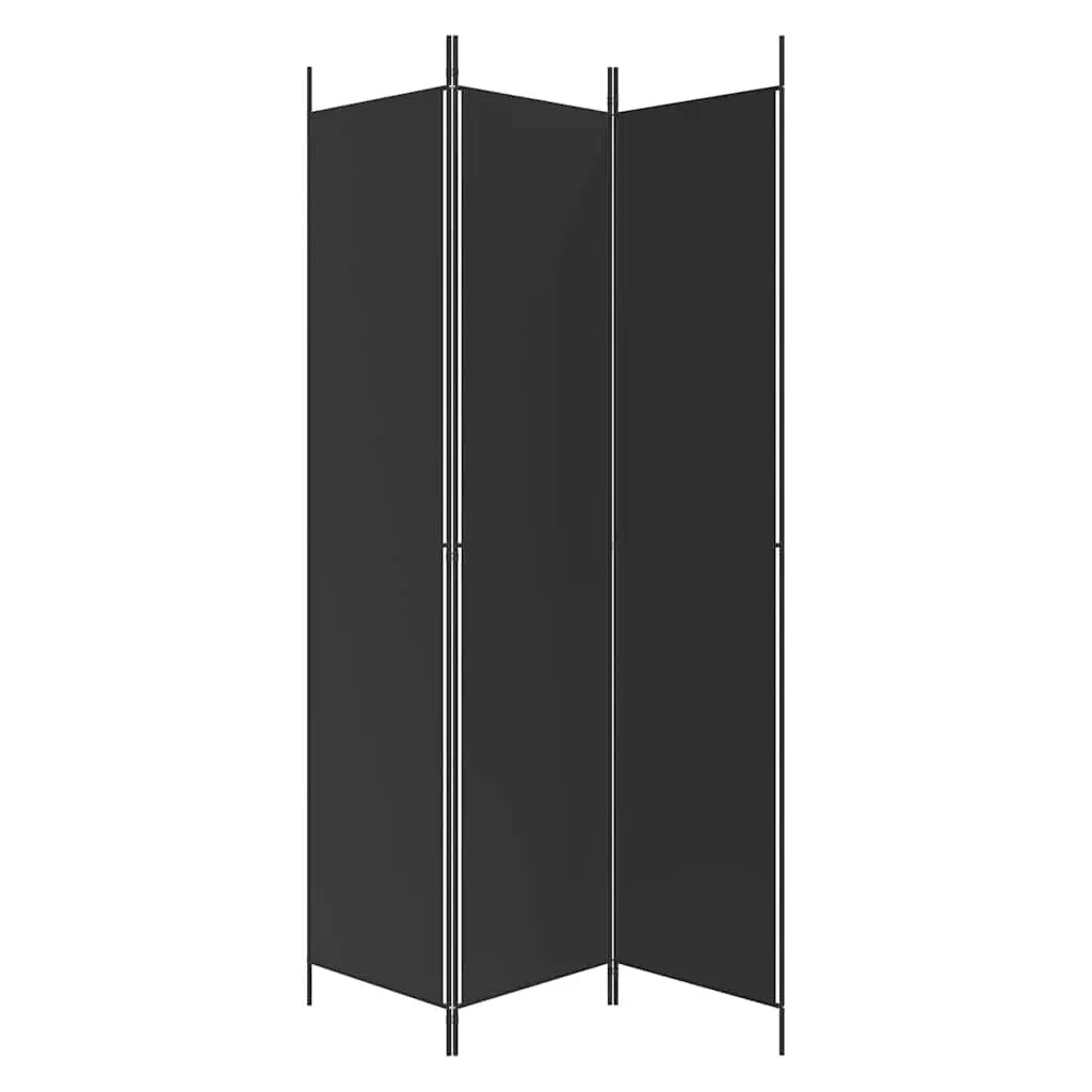 3-Panel Room Divider Fabric Privacy Partition Foldable Black 150x220cm