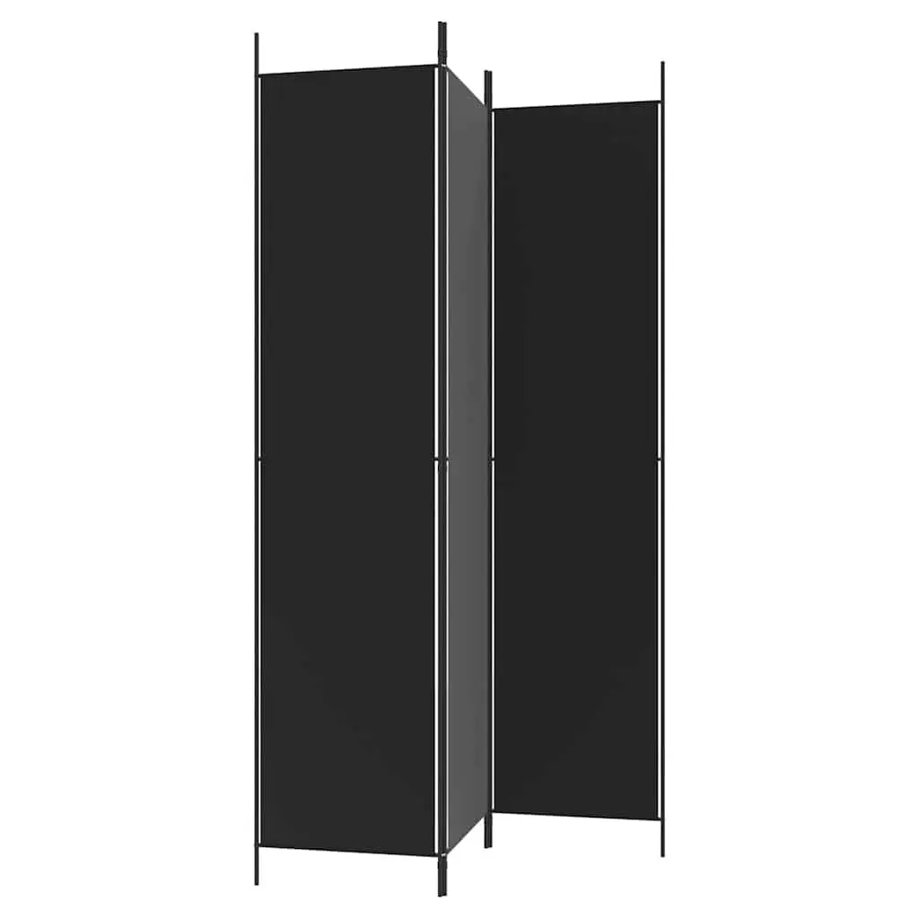 3-Panel Room Divider Fabric Privacy Partition Foldable Black 150x220cm