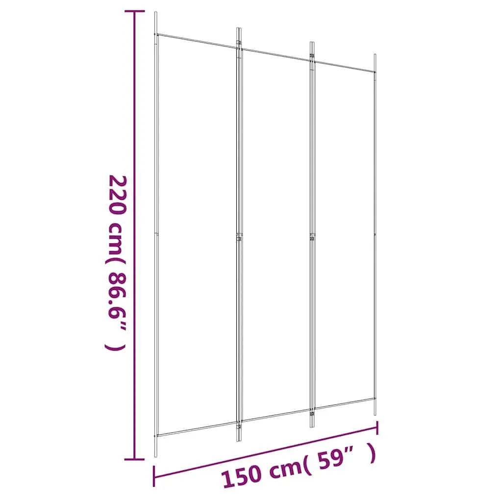 3-Panel Room Divider Fabric Privacy Partition Foldable Black 150x220cm