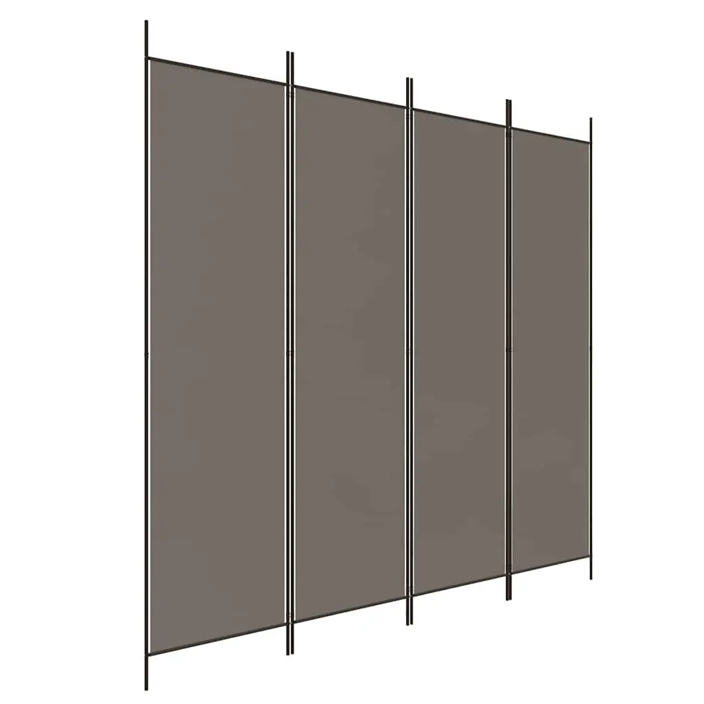 4-Panel Room Divider Privacy Space 200 x 220 cm Anthracite Foldable Fabric Screen Partition