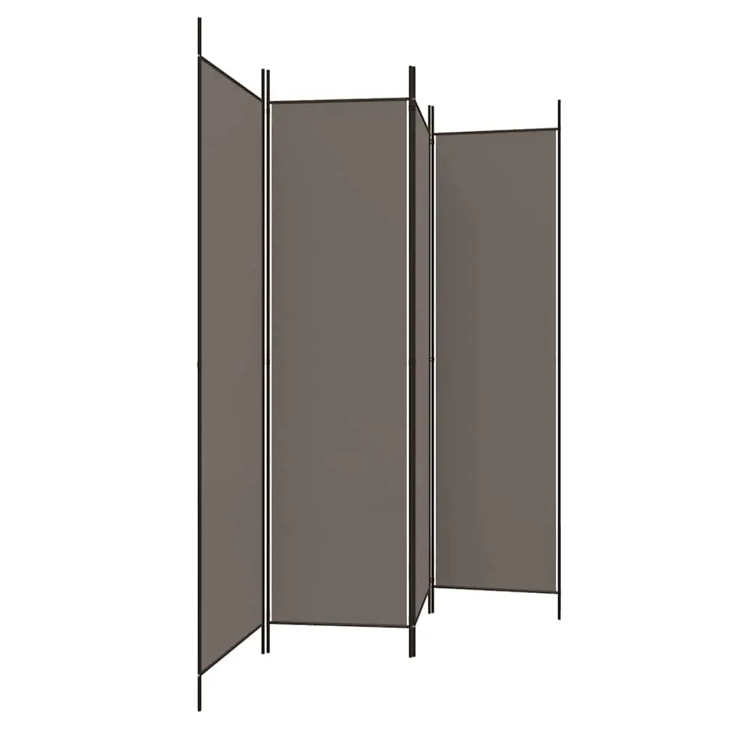 4-Panel Room Divider Privacy Space 200 x 220 cm Anthracite Foldable Fabric Screen Partition