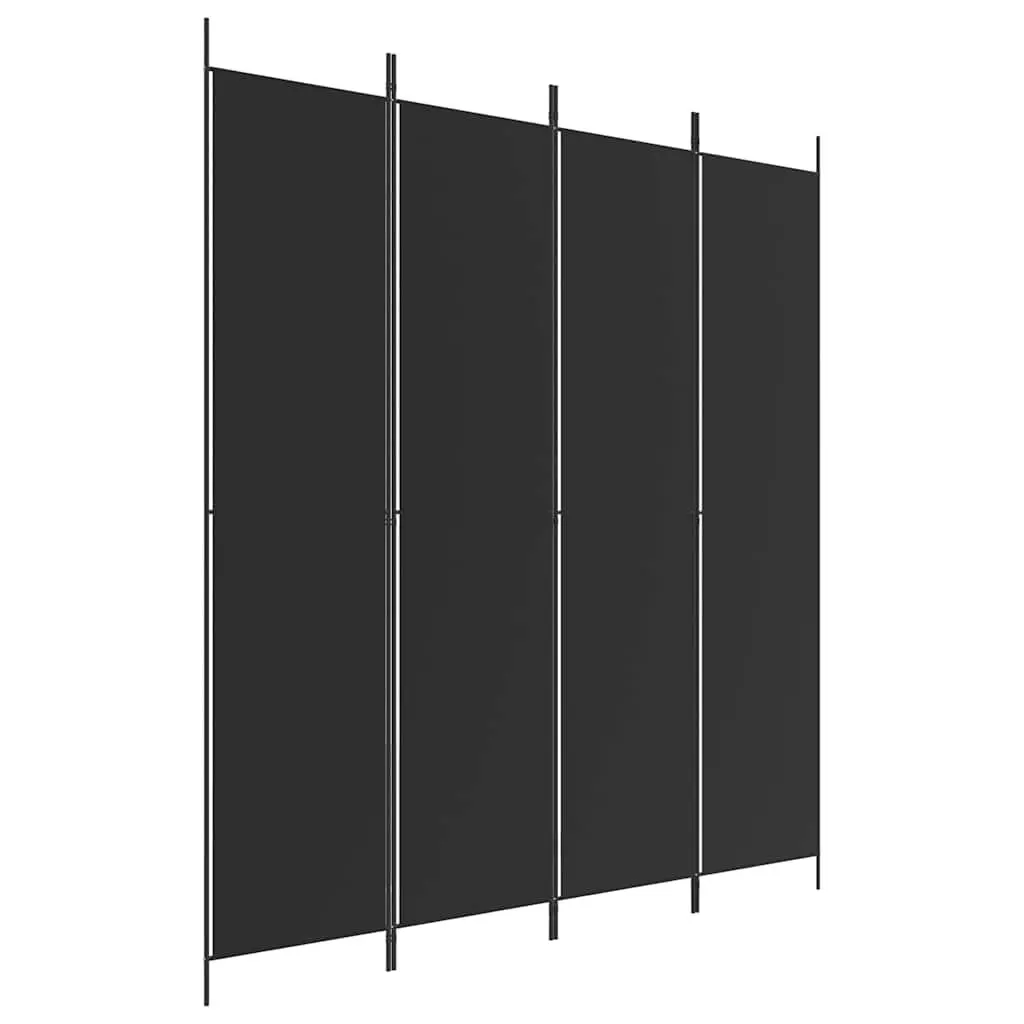 4-Panel Room Divider Screen Privacy Partition 200x220 cm Black Fabric Foldable