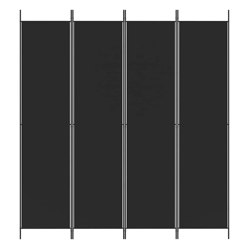 4-Panel Room Divider Screen Privacy Partition 200x220 cm Black Fabric Foldable