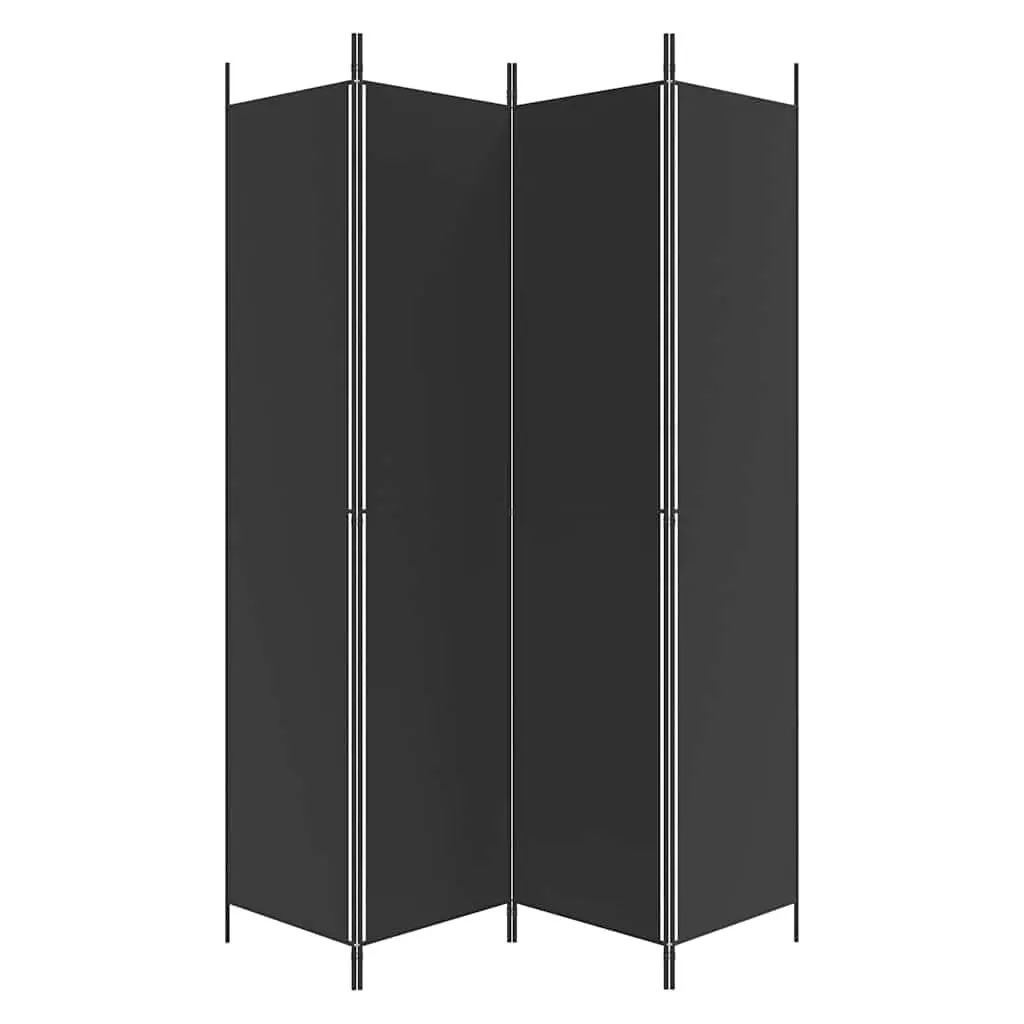 4-Panel Room Divider Screen Privacy Partition 200x220 cm Black Fabric Foldable