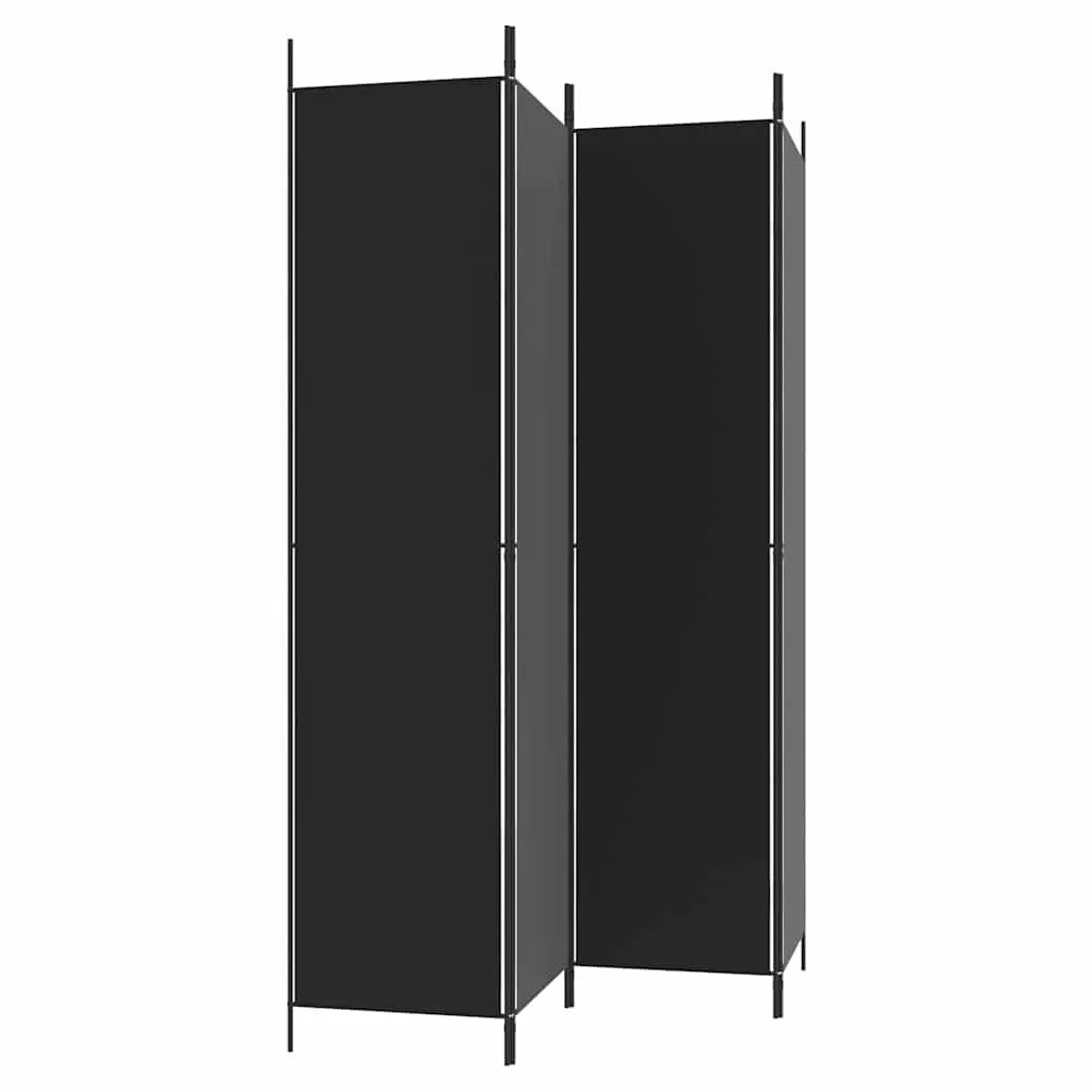 4-Panel Room Divider Screen Privacy Partition 200x220 cm Black Fabric Foldable
