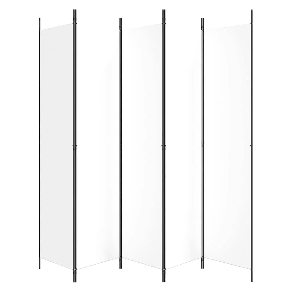 5-Panel Room Divider Folding Privacy Partition 250x220cm White Fabric